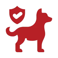 Icon of a dog and sheild with check mark to represent pet safe pest control in Chico California